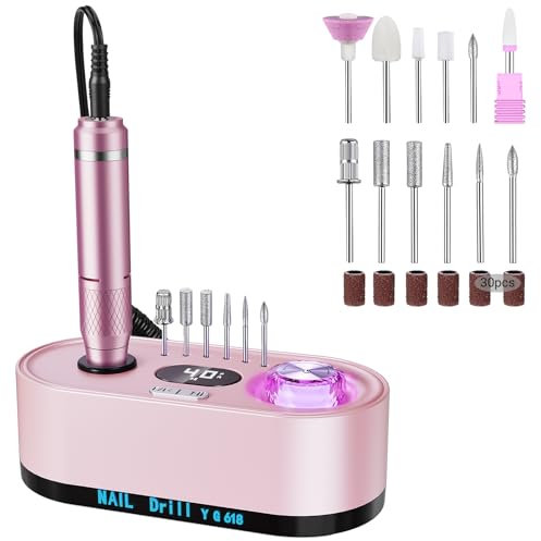 Nagelfräser für Gelnägel, Professionelle Elektrisch Nagelfräser 40000U/M, Fräser Maniküre Pediküre Set, Fräser Nägel Set für verschiedene Bedürfnisse der Maniküre und Pediküre im Nagelstudio, Rosa