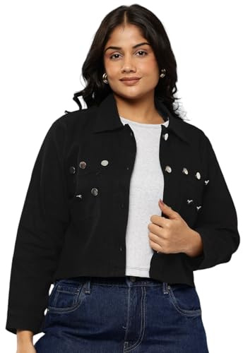 Aarika Dam jeansjacka enfärgad blå, svart, XL