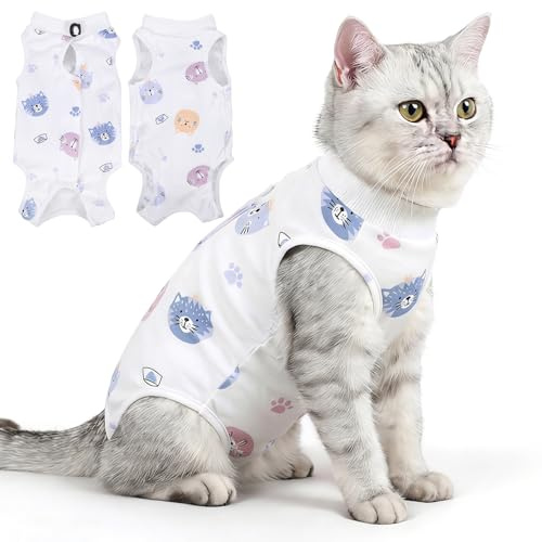 DOPENSPI Body per gatti dopo Op, per chirurgia per gatti, taglie regolabili, per tutto il corpo, per interventi di castrazione, anti-lecca, protezione per ferite addominali, Small Male Female Pets(L)