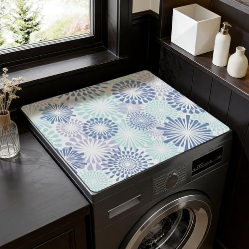 SUPERDANT Top per Lavatrice e Asciugatrice 1 Pezzo 60x50cm Piano di Lavoro Lavanderia Antiscivolo Impermeabile Copri Polvere per Stazione Pieghevole Tavolo Protettore Blu Fuochi d'Artificio