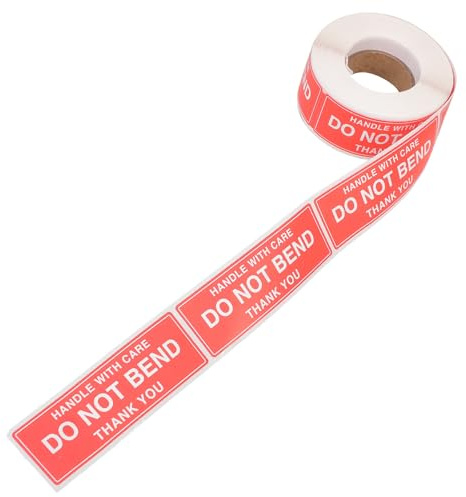 BESTYASH Pegatinas Adhesivas Rojas de Papel Autoadhesivo para Envío, 250 Unidades por Rollo, Fáciles de Pegar y Aptas Mayoría de Superficies, Etiqueta de Advertencia No Doblar