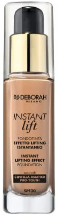 Deborah Fondotinta Instant LIft N.05 Amber SPF30, Lunga Tenuta, Effetto Lifting, Texture fluida e leggera, con Polveri Soft Focus che donano Radiosità Istantanea
