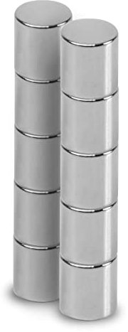 MAUL Magnete al neodimio Ø 5 x 5 mm (confezione da 10 pezzi) | Magneti per un uso versatile | Magnete rotondo con design elegante e moderno | Magneti forti per lavagna magnetica, nastro magnetico,