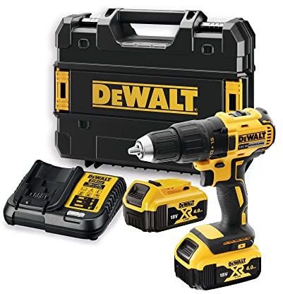 DEWALT DCD777M2T-QW 18V XR Kompakter Bohrer/Schraubendreher mit 2 x 4Ah Batterien, Schwarz, Gelb