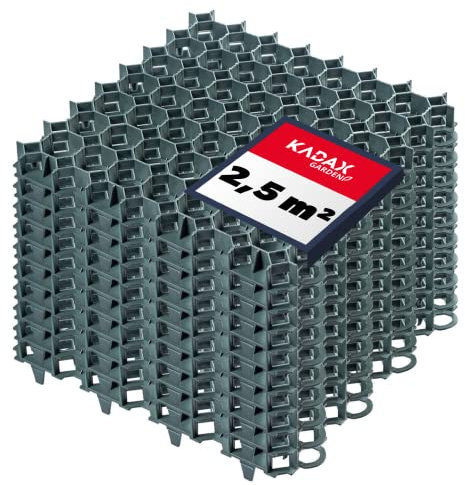 KADAX Dalles Stabilisatrices en Plastique 50 cm, Stabilisateurs de Gravier, Dalles à Engazonner pour Jardins, Grilles de Gazon (Vert, Lot de 10)