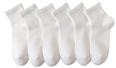 MAGIARTE Womens Mini Crew Ankle Socks Pure Cotton Athletic Casual Hiking Running Socks for Women 6-Pack (Mini Crew #02 Off White)