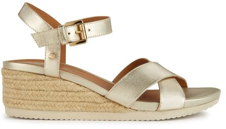 Geox Femme D Ischia Corda C Sandales compensées, Doré, 39 EU