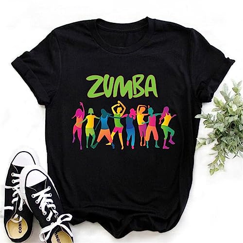 Zumba Dance Hip Hop T Shirt Femmes Manches Courtes Lettre Imprimé Tee Crewneck T-Shirt 2023 Été Décontracté Top