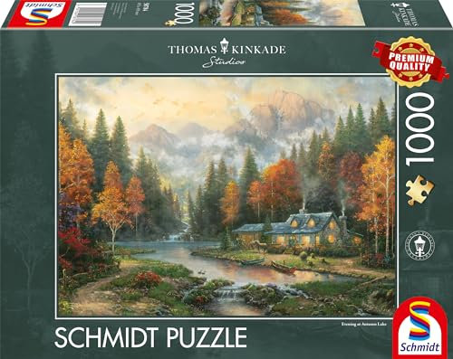 Schmidt Spiele 58784 Thomas Kinkade, Evening at Autumn Lake, 1000 Teile Puzzle, bunt [Exklusiv bei Amazon]