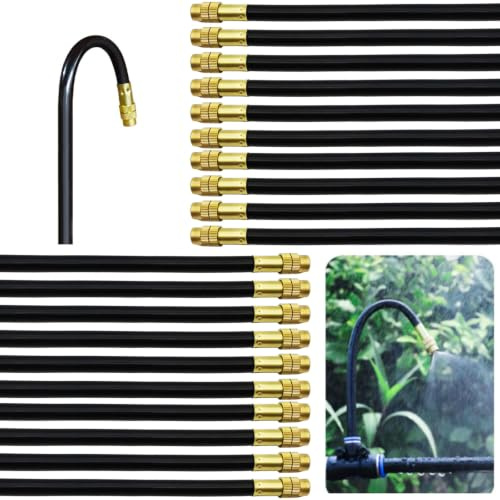 Misting Nozzle, Dujelixa Brass Atomizing Nozzle 40cm Universal Adjustment, Irrigation Spray Nozzles for Watering Irrigation System for Lawn Terrace Garden with 8MM OD Water Pipe(20 Pcs)