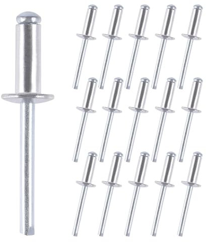 150 Stück Blindnieten, 4,8 x 16 mm Popnieten, Nieten Aluminium, Blindniet mit Großem Flansch, Stahldorn für Metall Kunststoff Holz