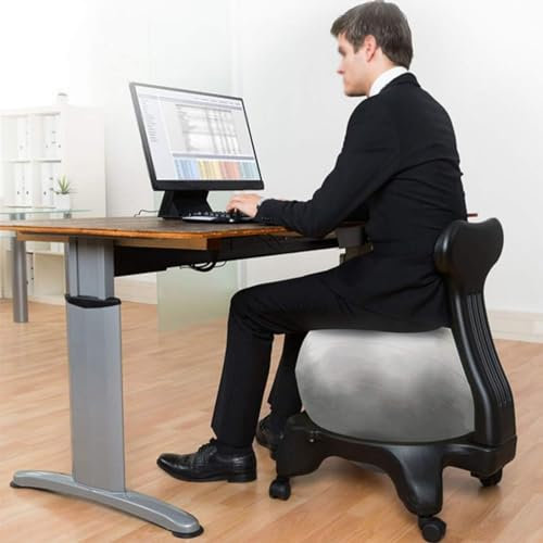 Balansstol för vuxna studenter, ergonomiskt stöd kontor skrivbord yogabollstol med anti-bristande boll och luftpump, träningsboll hållningsstol