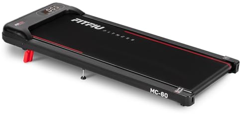 FITFIU Fitness MC-60 Tapis de Marche avec Inclinaison 9%, Vitesse Jusqu’à 6 km/h 750W, Design Compact Connexion APP et Télécommande, Walking Pad avec Roues pour Marcher à la Maison