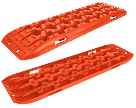 FIVMEN Sandbleche 2 Stück Anfahrhilfe mit Aufbewahrungstasche Offroad Zubehör für Wohnmobil Geländewagen PKW LKW, Orange