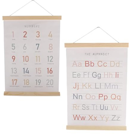 Ausi 2 PCS Alphabet Numbers Poster Hanger Frame, Nursery Wall Decor with Wooden Frames, for Playroom Nursery Decoration