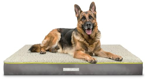 Dreamcatcher XXL Dog Bed 137x112x9cm, Orthopaedic Dog Beds Extra Large Mattress with Sherpa Fleece Top, Oxford Fabric Crate Base and Grey Removable Washable Cover