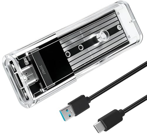 Carcasa SSD M.2 NGFF SATA USB C Caja Disco Duro Externo sin Herramientas para SSD 2230 2242 2260 2280 B / B+M Key, Adaptador M.2 a SATA USB 3.1 Gen1 5Gbps No Compatible con NVMe