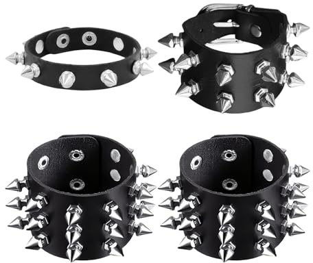 GTYHH 1 Bracciale in Pelle A Tre File E Bracciale con Chiodi in Pelle A 3 Pezzi, Gioielli con Borchie Punk Rock, Abbigliamento da Palcoscenico Personalizzato E Accessori Coordinati.