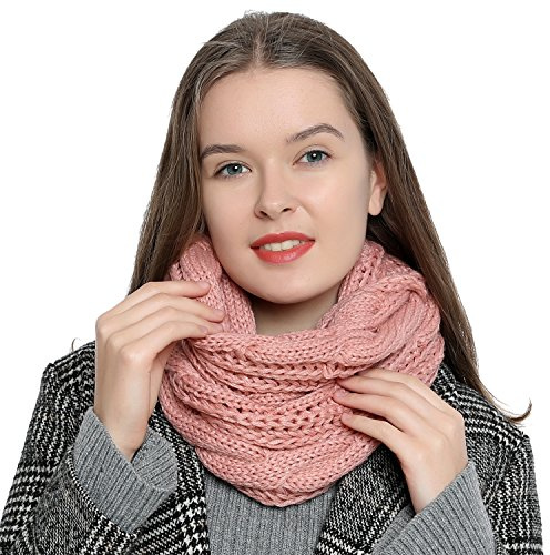 DonDon Sciarpa Donna Invernale Tubo di Lana Inverno Loop Tube - Rosa