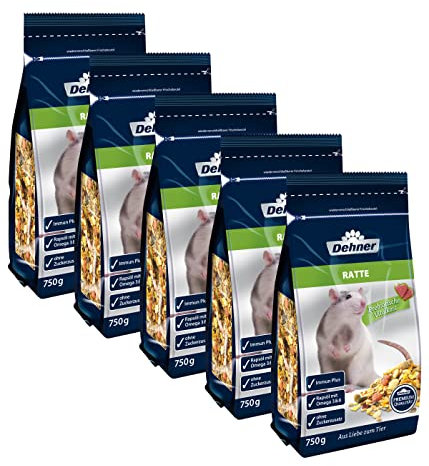 Dehner Premium Nagerfutter, Rattenfutter, 5 x 750 g (3.75 kg)