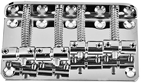 Bnineteenteam Puente de bajo de 4 Cuerdas Piezas de Repuesto para Puente de bajo eléctrico con Llave Hexagonal(Plata)