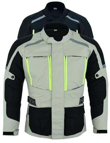 Texpeed Motorradjacke Herren Mit Protektoren - Motorrad Sommer Motorroller Biker Wasserdicht Jacke Mit Rüstung (EN 1621-1) gerade Weiss/Grau - M