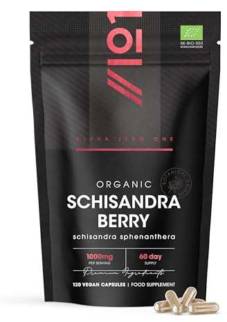 Organic Schisandra Berry 1000mg – High Strength Formula - 120 Vegan Capsules – Resealable and Recyclable Pouch by Alpha01