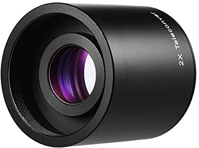 Andoer 2x Objectif téléconvertisseur Objectif convertisseur Mise au point manuelle pour objectifs avec fixation en T pour appareil photo 650-1300mm 500mm 420-800mm