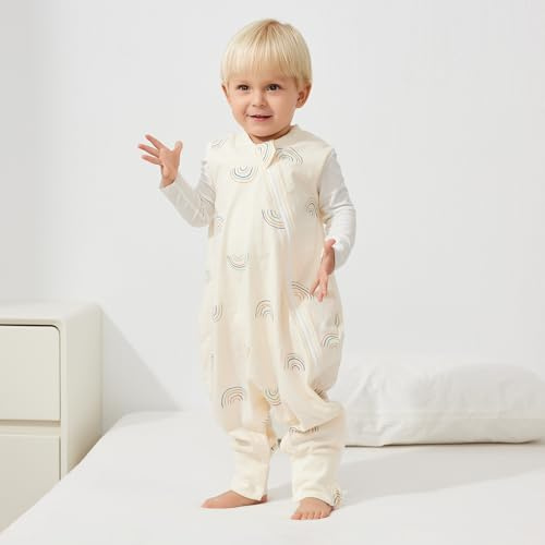 Duomiaomiao Baby sommarsovsäck, sovsäck med fötter 0,5 r-värde, tunn sommarsovsäck med fötter, 100 % bomull barn sommar