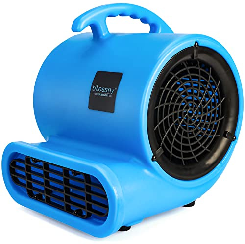 blessny 1/2 HP ETL Listed Carpet Dryer Fan, 2600 CFM Air Blower Mover for Home Drying, 15 Ft Long Cord Portable Floor Blower Fan with 3-Speeds Daisy Chain Function (Blue)