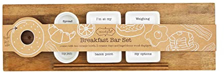 Mud Pie Breakfast Bar Serving Set, Wood, 22 x 8