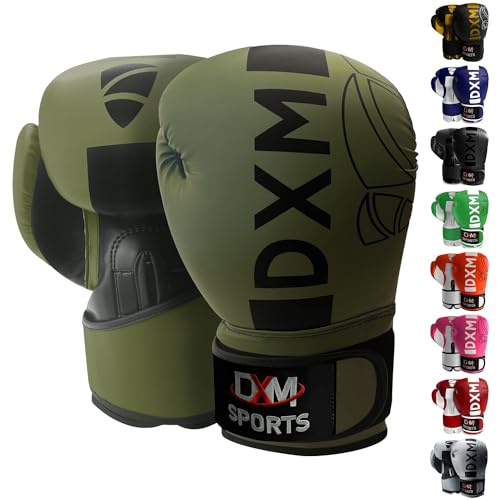 Boxing Gloves for Men & Women, Boxing Training Gloves, Kickboxing Gloves, Sparring Gloves, Heavy Bag Workout Gloves for Boxing, Kickboxing, Muay Thai, MMA (Green & Black, 16 oz)