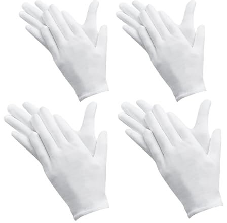 Ryaupy 4Paar Weiße Baumwolle Handschuhe - Neurodermitis Weiche Schutzhandschuhe - Weiche Elastische Hautpflege Handschuhe, Arbeitshandschuhe für Frauen Trockene Hände Schmuckinspektion und Mehr