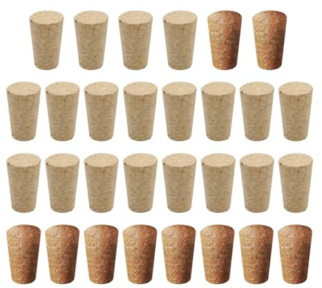 DHSBGWSX Paquete de 30 tapones de corcho cónicos, tapones de botella de vino, tapones de corcho de repuesto, tapones de botella a prueba de fugas, tapones de sellado, manualidades de corcho