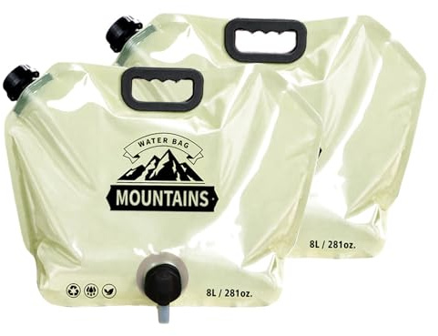 chargantyang 2 Pcs Camping Water Container Bag With Tap, Collapsible Water Water Container Water Storage, 8L Outdoor Folding Water Carrier for Hiking Climbing Fishing BBQ Travel Picnic