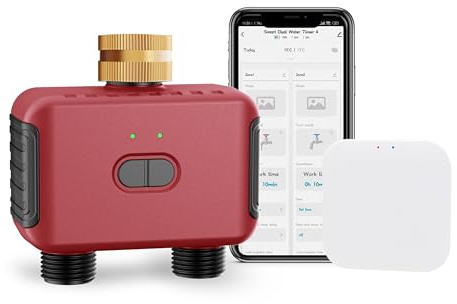 GIEX Timer di irrigazione Zigbee a 2 zone con gateway, centralina intelligente per tubi da giardino, compatibile con le app TUYA e Smart Life