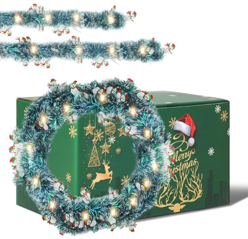 Ghirlanda di Natale 5m, ghirlanda albero di natale a LED, ghirlanda natalizia,ghirlanda natalizia da, Decorazione Natalizia per Porta o Camino (Pupazzo di neve)