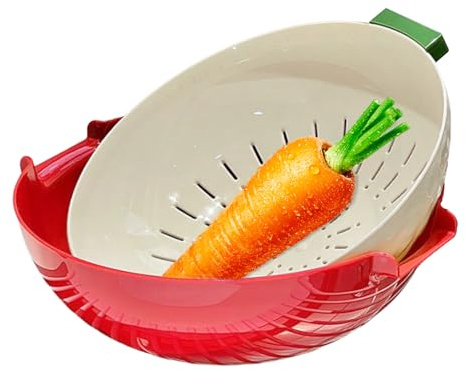 Scodella per Lavare Frutta | Colino Scolaverdure con Sgocciolatoio - Attrezzi per Pulizia con Scolo, Utensili da Cucina per Casa Accessori da Campeggio Picnic Barbecue
