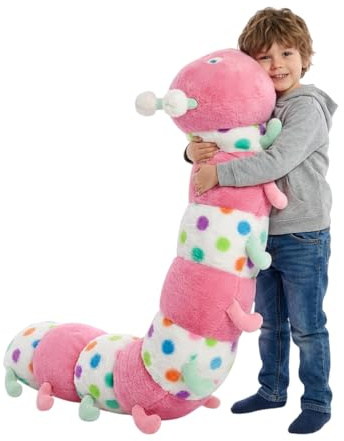 Xiyocadt XXL Plüsch Raupe Kuscheltier – Lange Gepunktete Stofftier-Raupe als Raupenkissen/Körperkissen für Kinder, weiches Dekokissen in Rosa oder Schwarz-Weiß, 40–115 cm (Farbe,40CM)