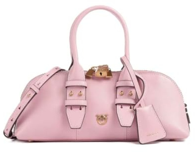 PINKO bolso bandolera Bowling Bag Horizontal Vitello Light Pink + Antique Gold rosa