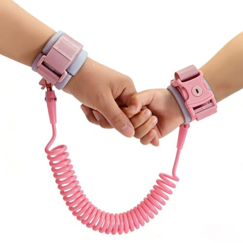 LaresDay Guinzaglio di sicurezza per bambini con cinturino da polso, cinghia regolabile anti-smarrimento per neonati e bambini, imbracatura per gemelli, infrangibile e confortevole (rosa)