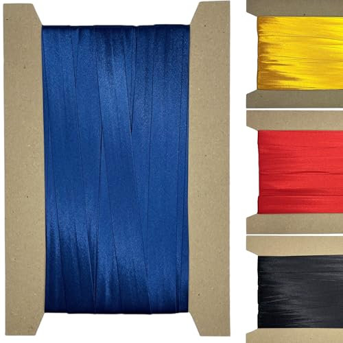 Roban Fashion 10m Satin Schrägband zum Nähen gefalzt 20mm breit Dunkelblau