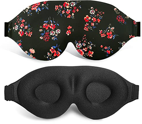 3D Sleep Mask, 100% Blackout 3D Contoured Sleep Eye Mask, Comfortable & Super Soft Sleeping Mask with Adjustable Straps for Women, Men, Sleeping Travel Yoga Naps (Floral)