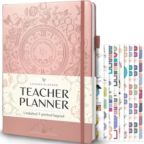 Legend Teacher Planner – Undated Lesson Plan Book for Teachers with Weekly & Monthly Calendars - Classroom Organization & School Year Planner – 21.5 x 28cm Hardcover (Rose Gold Debossed)