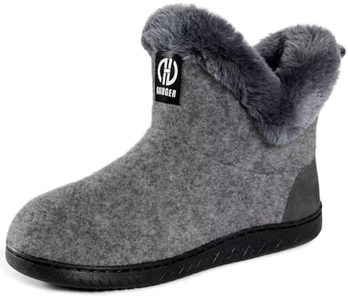 GURGER Botas Casa Mujer Invierno Cerradas Calentitas Zapatillas de Casa Botines Altas Estar Pantuflas de Casa Gris Talla 36 37