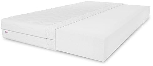 MARPUR Schaummatratze Selekt 200X200 cm, Doppelseitige-Matratze Härtegrad H3, Höhe ca. 20 cm, Farbe: Weiß, inkl. Bezug