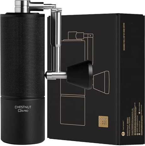 TIMEMORE Chestnut C3S Pro - Macinacaffè manuale con regolazione precisa del grado di macinazione, acciaio inox e macinino a forma di cono, manico pieghevole, contenitore per fagioli, 25 g, nero