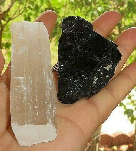 PAKMEZ Une Pierre précieuse Brute de Tourmaline Noire chargée + Un bâton de Charge Gratuit