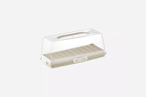 Stolmet Cake Box, Plastic Clear Cake Carrier, Reusable Storage Container for Cupcakes, Muffins or Cakes, Many Styles, Ideal for Transporting Pastries, Cake Box with Lid (Mocha Keks)