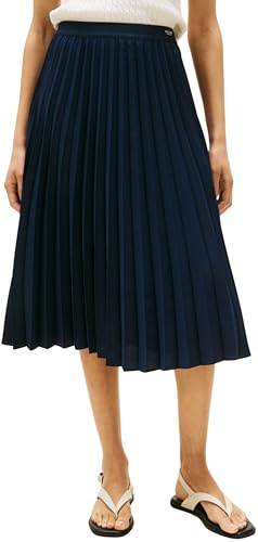 Tommy Hilfiger Donna Gonna Fluid Pleated Pull On Midi Gonna a Pieghe, Blu (Dark Night Navy), 48